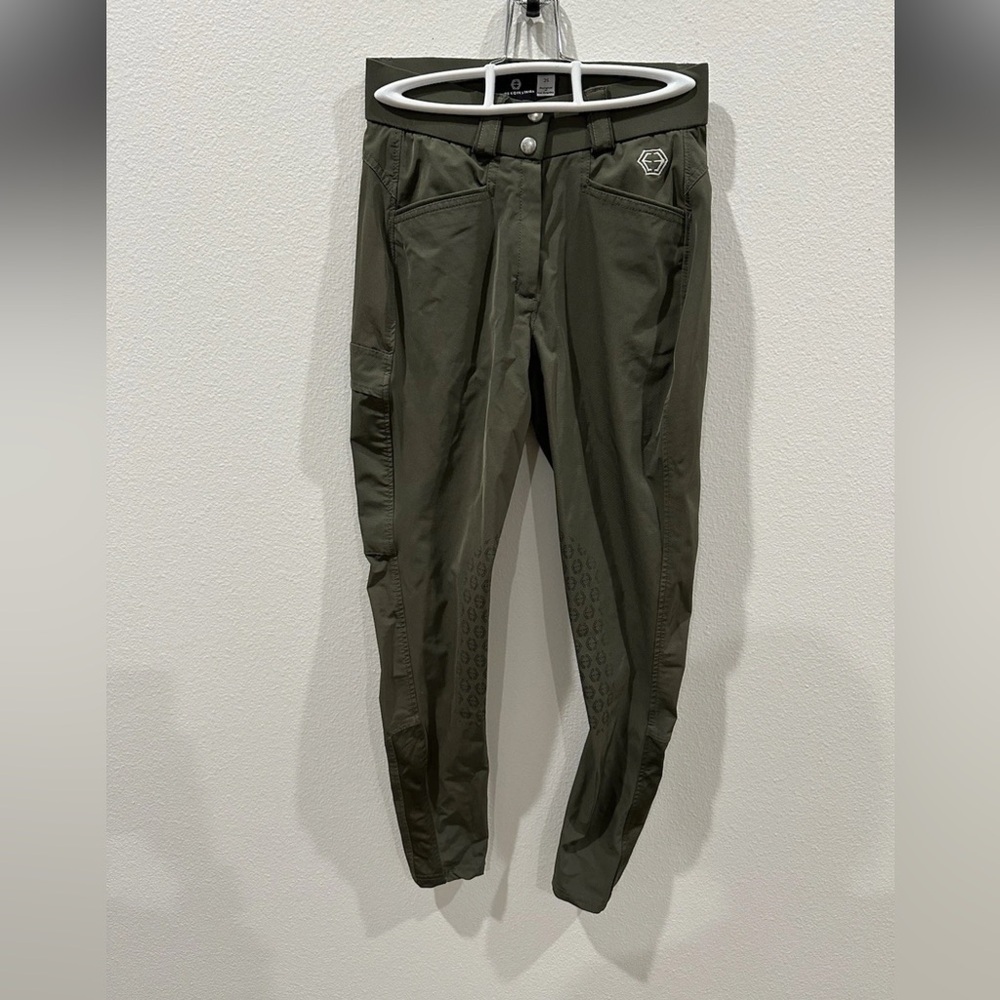 Ethos Equestrian Wren Women’s Riding Breeches Olive Dark Green Size 26 EUC